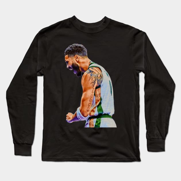 Jayson Tatum Super Saiyan Mode Long Sleeve T-Shirt by Playful Creatives